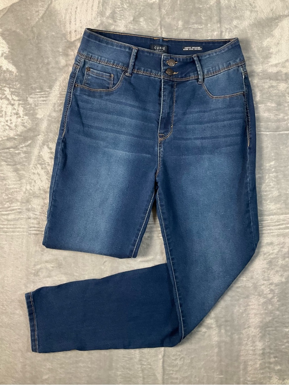 Curve Appeal Jeans Womens 12/31 Blue Curve Creator High Rise Skinny Stretch